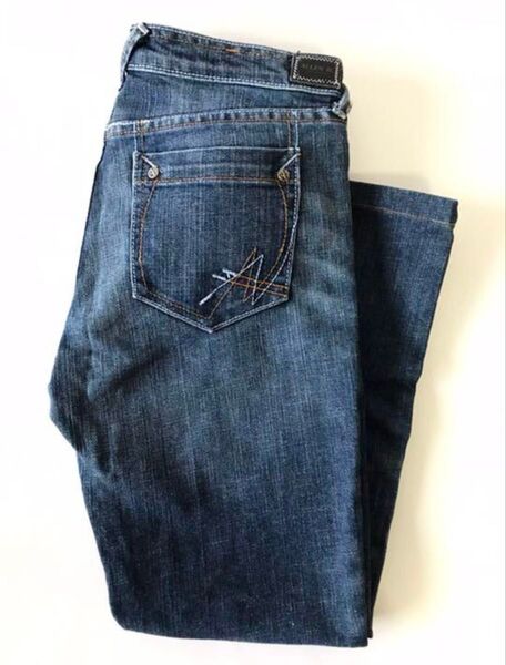 ALLEN B アレン・ビー デニム 28インチ ストレートジーンズ ダメージ加工 ストレッチ アレンビー