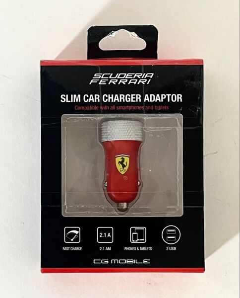 Ferrari フェラーリ シガーソケット usb 2ポート 充電器アダプター スリムカーチャージャーアダプター