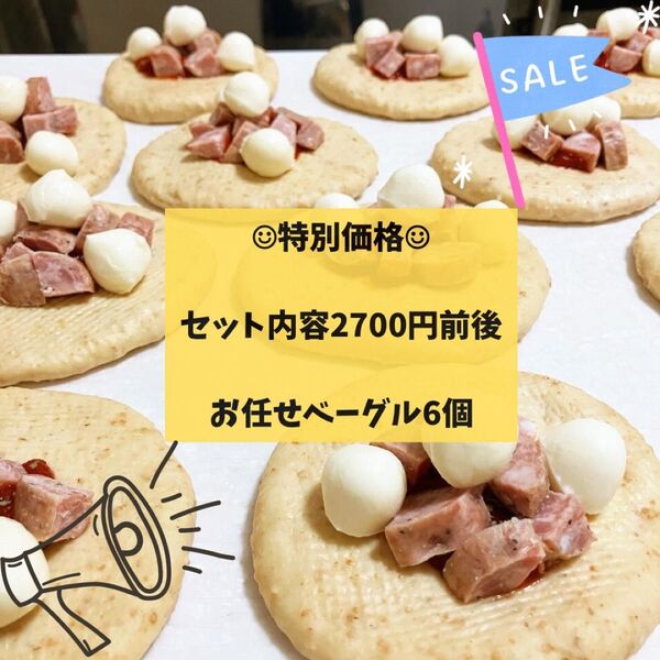 ★特別価格★セット内容2700円前後★お任せベーグル6個★