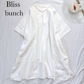 Bliss bunch ブリスバンチ ブラウス 半袖 コットン 綿 リネン 麻 ゆったりシルエット 白 ホワイト フリーサイズ
