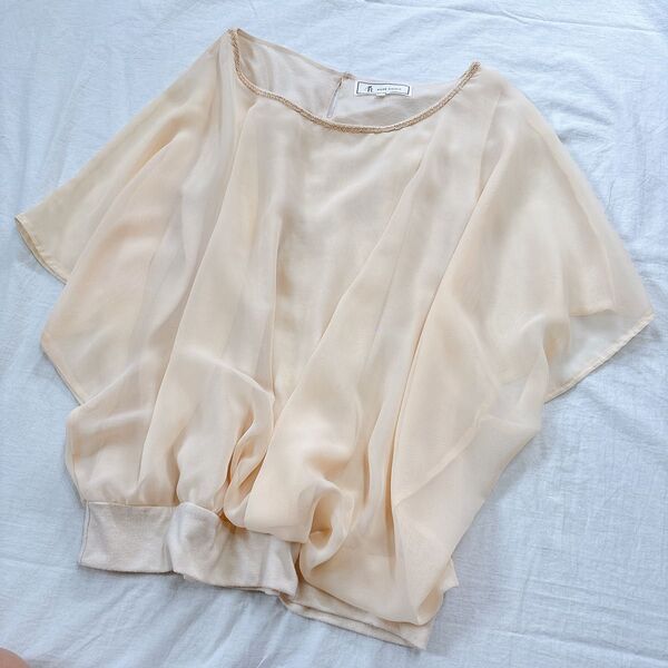 ROPE PICNIC ロペピクニック デザインシャツ ブラウス シフォン ドルマンスリーブ アイボリー 38 Mサイズ