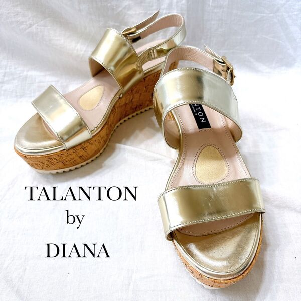 TALANTON by DIANA タラントン バイ ダイアナ サンダル コルク バックストラップ ゴールド 金 L 24.5㎝