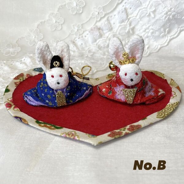 小さな和うさぎチャーム ちりめん細工人形 ハンドメイド ひな人形 ひな祭り