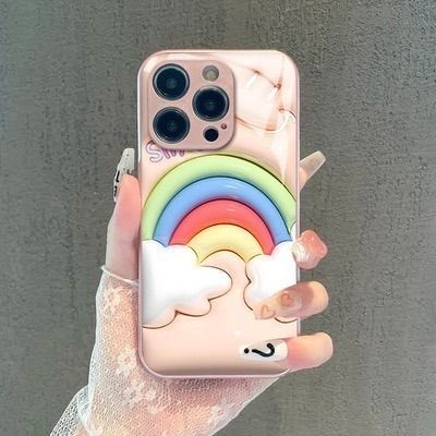 【数量限定】iPhone15Plus スマホケース ニコちゃん 虹 韓国 新品
