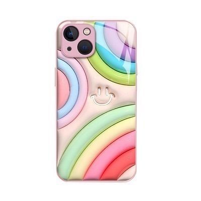 【数量限定】iPhone15Plus スマホケース ニコちゃん 虹 韓国 新品