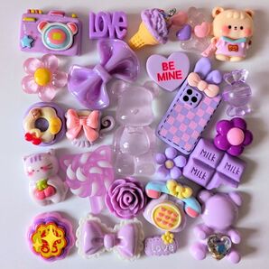 ☆デコパーツまとめ売り☆パープルmix