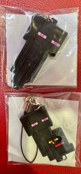 【未使用】フリューくじ マインクラフト わくわくBOX ラバーストラップ エンダーマン エンダーマン&ネコ キーホルダー