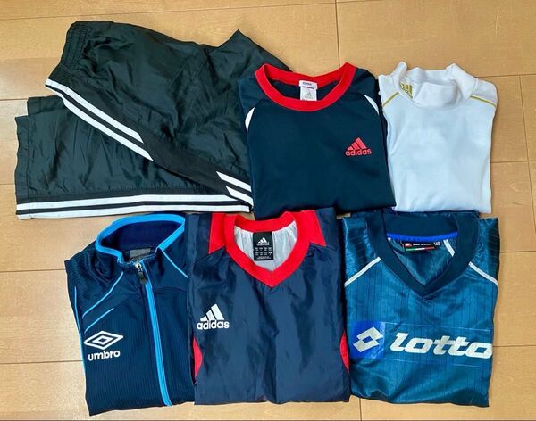 男の子 サッカー 長袖 練習着 まとめ売り 140 130 ピステ ジャージ パンツ ハイネックインナー アディダス アンブロ