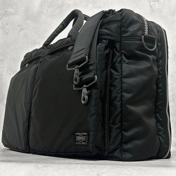 美品 PORTER TANKER ポーター タンカー 2層式 2way オーバーナイト ビジネスバッグ ボストンバッグ 黒 大容量