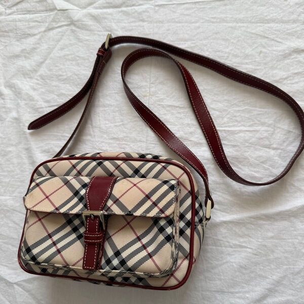 バーバリーブルーレーベル ショルダーバッグ 赤 ノバチェック BURBERRY BLUE LABEL キャンバス