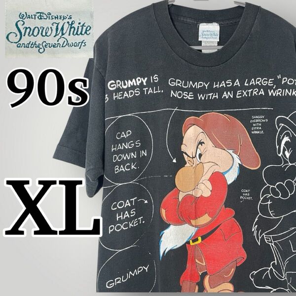 90s Disney 白雪姫 グランピー Tシャツ XL USA製 ヴィンテージ古着 七人の小人たち