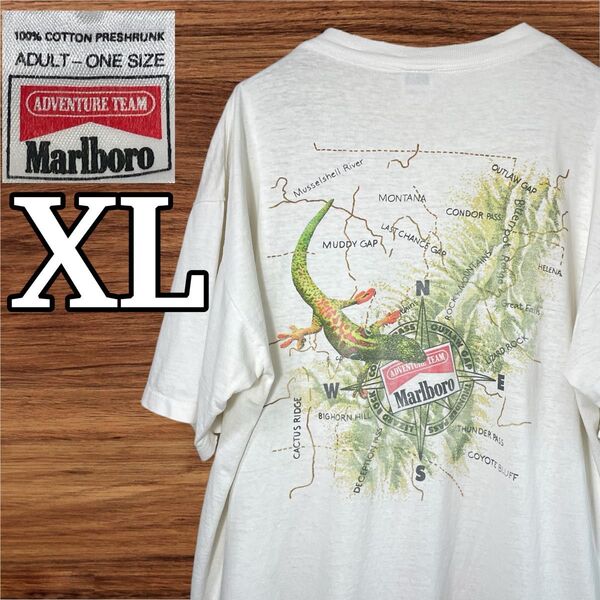 90s マルボロ ボロTシャツ XL 雰囲気系 両面プリント リザード柄 ヴィンテージ