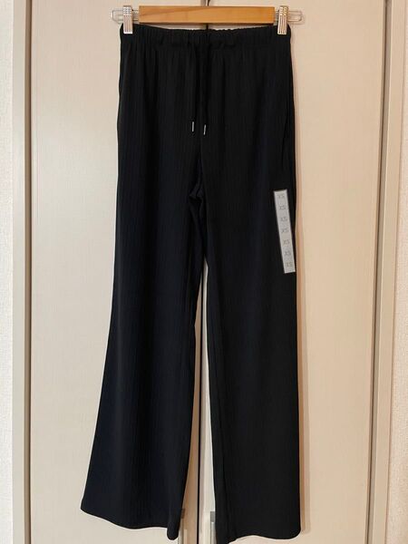 新品 今期 ジーユー GU リブプルオンパンツ 黒 ブラック XS 標準丈