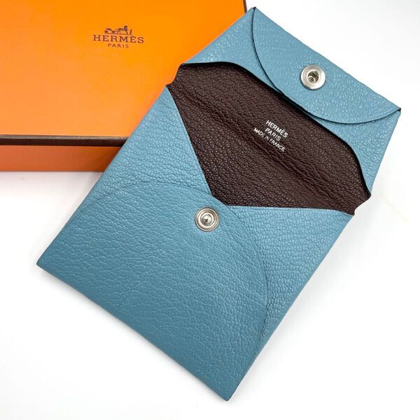 W刻印・鑑定済★HERMES エルメス バスティア コインケース 小銭入れ レザー バイカラー