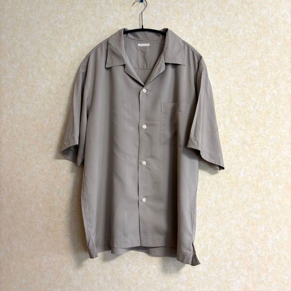 ジーユー GU オープンカラーシャツ 5分袖 ゆったり XL 襟付き 春夏グレー