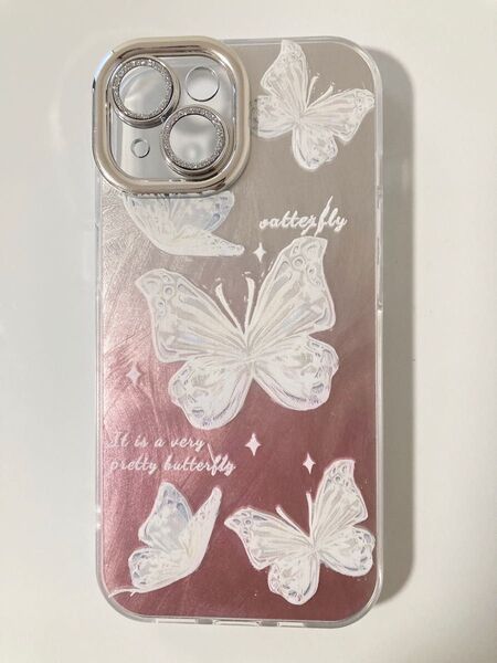 新品iPhone15スマホケース ピンク×シルバー キラキラ ラインストーン 激安