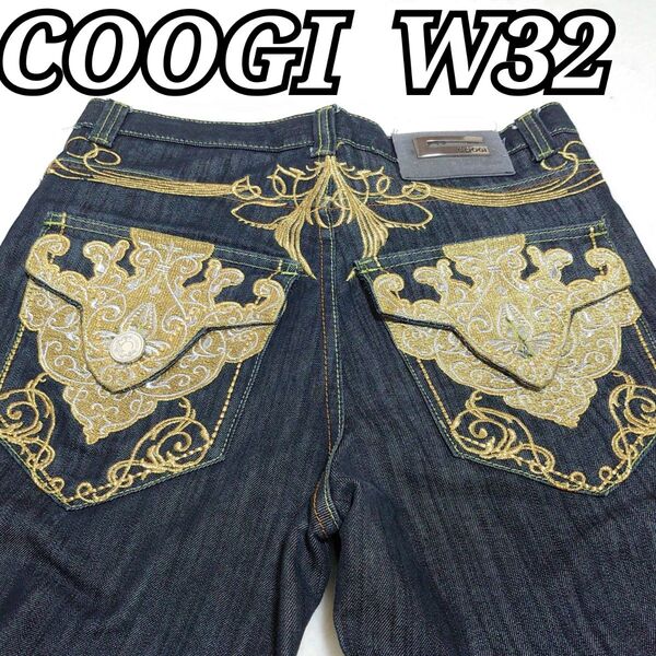 COOGI クージー 金刺繍 ゴールド 極太 00s ボタンフライ W32 LIMITED EDITIONデニム ジーパン