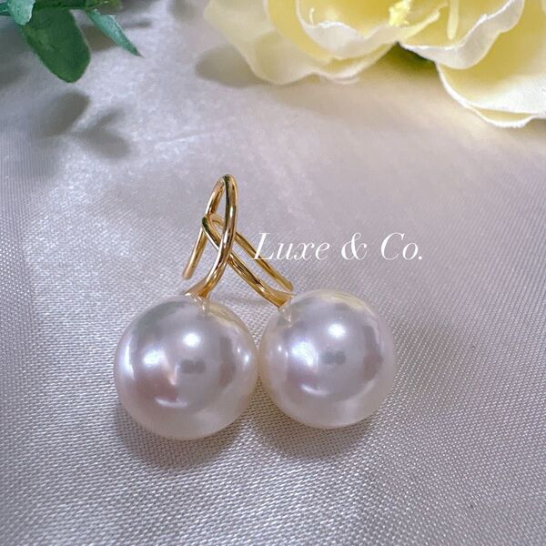 【1】パールピアス ピアス 12mm ゴールド パール直径12mm イミテーションパール 結婚式 入学式 入園式 卒園式 卒業式