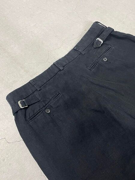 90s ラルフローレン Ralph Lauren リネン スラックス ツータック ブラック ヴィンテージ