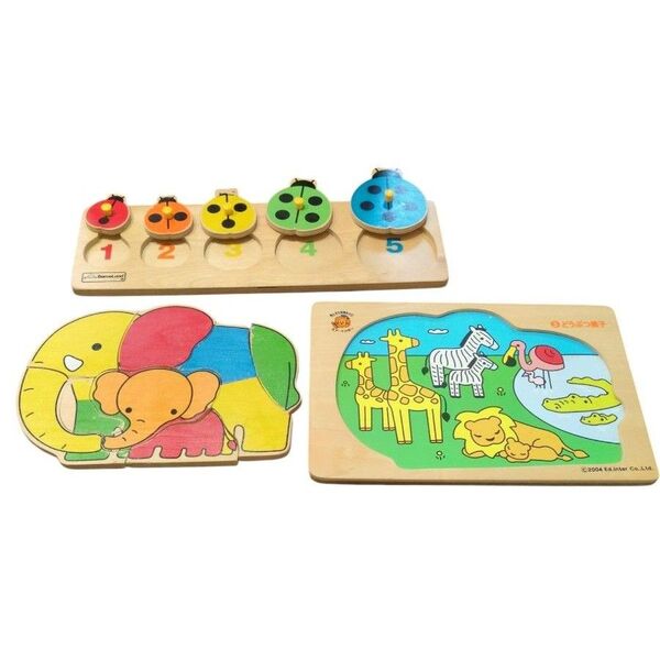 ボーネルンド ピックアップパズル てんとう虫 エド・インター どうぶつ親子 ぞう 知育玩具 木のおもちゃ 木製