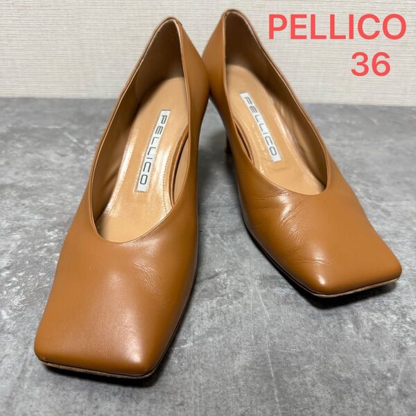 PELLICO ペリーコ パンプス スクエアトゥ レザー 36 冠婚葬祭 通勤