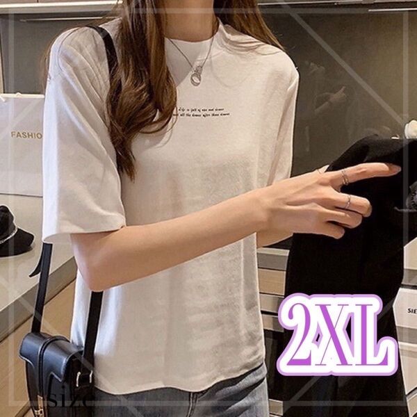Tシャツ 半袖 レディース メンズ ロゴ シンプル 白 黒 オシャレ 韓国 ホワイト 2xl 3l 新品 大きめサイズ