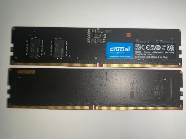 ほぼ新品 Crucial DDR5 5600 メモリ 8GB×2=16GB CT8G56C46U5.M4D1