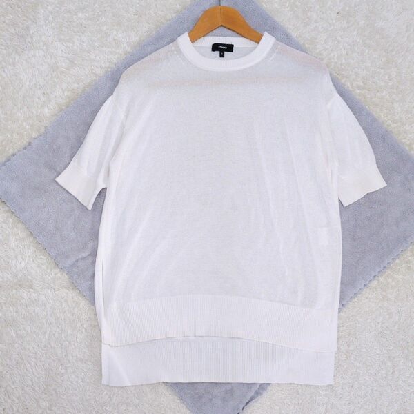 Theory セオリー 22ss ドライコットン サマーニット 半袖 白 ホワイト DRY COT KARENIA