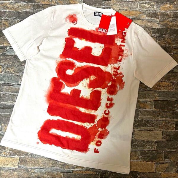 【新品】DIESEL ディーゼル/クルーネック ペイントロゴTシャツ カットソー 半袖 Lサイズ