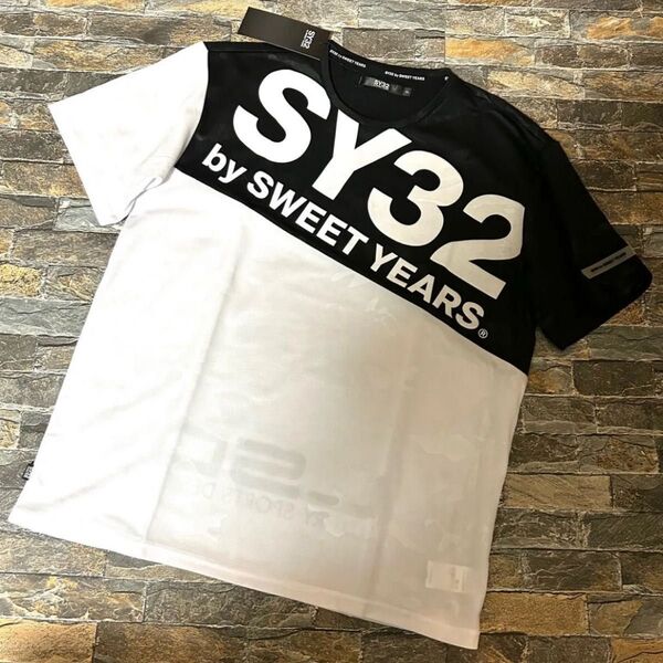 【新品】SY32 by SWEET YEARS/リフレクタープリントTシャツ カットソー スポーツウェア Lサイズ