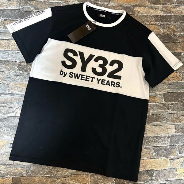 【新品】SY32 bysweetyears/ツートンカラー デザインTシャツ カットソー Lサイズ スポーツウェア