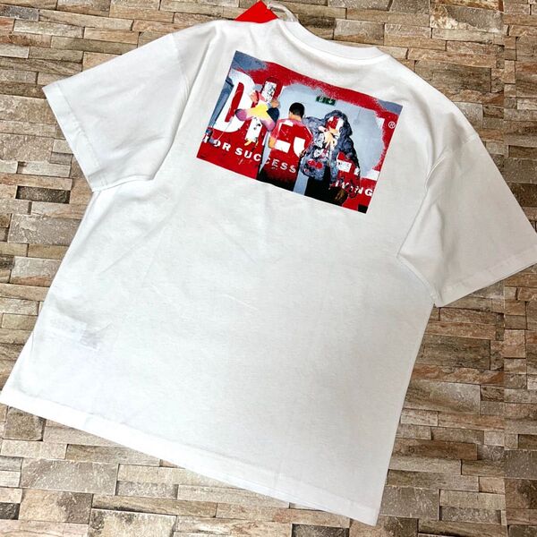 【新品】DIESEL ディーゼル/クルーネック バックロゴ デザインTシャツ カットソー 半袖 Lサイズ