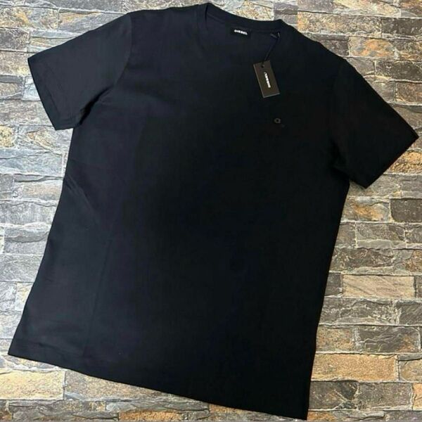 【新品】DIESEL ディーゼル/クルーネック Dロゴ ミニプレートTシャツ カットソー 半袖 Lサイズ