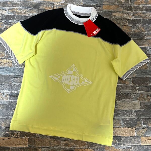 【新品】DIESEL ディーゼル/カットオフ アイコンロゴ ハイネックTシャツ カットソー 半袖 Lサイズ