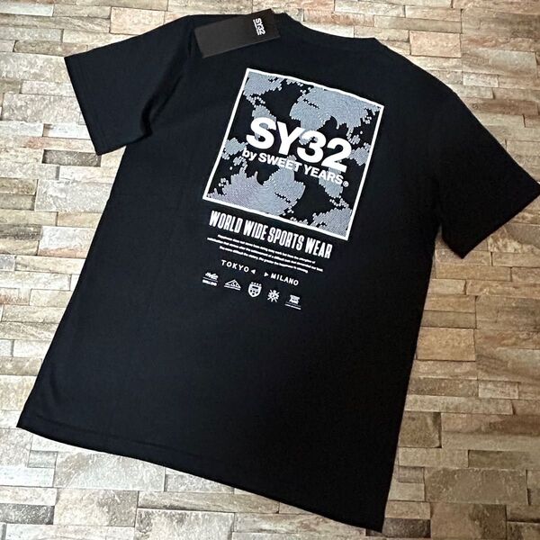 【新品】SY32 bysweetyears/クルーネック スクエアロゴ Tシャツ カットソー半袖 Mサイズ
