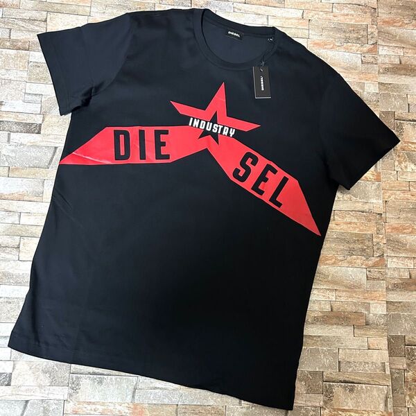 【新品】DIESEL ディーゼル/クルーネック デザインロゴプリントTシャツ カットソー 半袖 XLサイズ