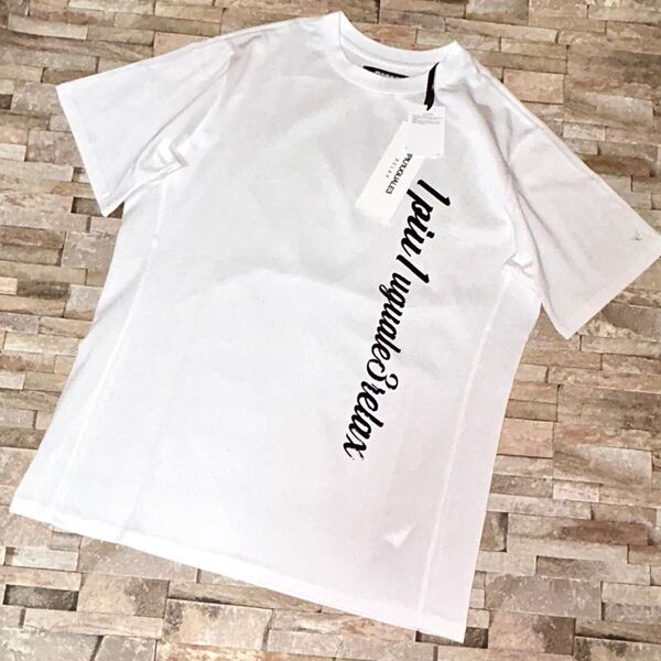 【新品】1PIU1UGUALE3 RELAX/クルーネック 縦ロゴ Tシャツ カットソー半袖 Lサイズ