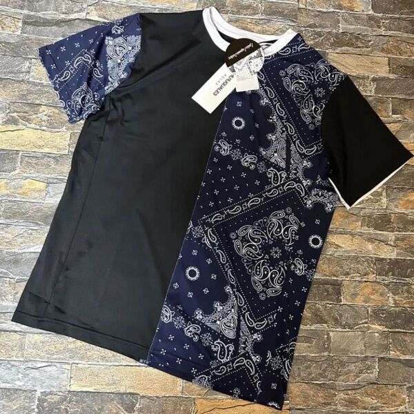 【新品】1PIU1UGUALE3 RELAX/クルーネック MIX ペイズリー柄 Tシャツ カットソー 半袖 Lサイズ