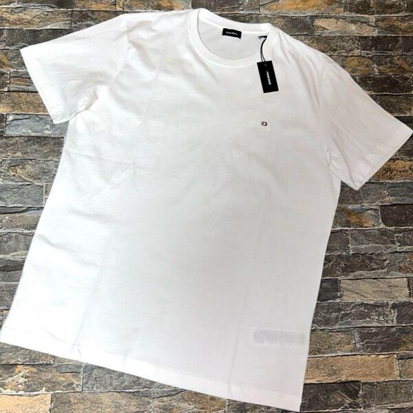 【新品】DIESEL ディーゼル/クルーネック Dロゴ ミニプレートTシャツ カットソー 半袖 Lサイズ