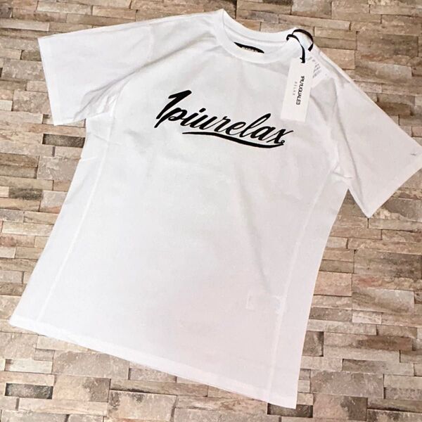 【新品】1PIU1UGUALE3 RELAX/クルーネック 筆記体ロゴ Tシャツ カットソー Lサイズ 半袖