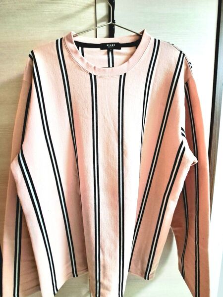 BEAMS HEART ボーダー柄トップス ピンク