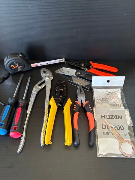 【HOZAN合格マルチツール・クリップ】新品未使用品/第二種電気工事士技能試験用工具セット、圧着ペンチ、ドライバー他