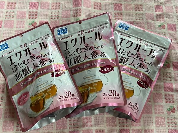オリヒロ エクオール はとむぎの入った高麗人参茶 3袋