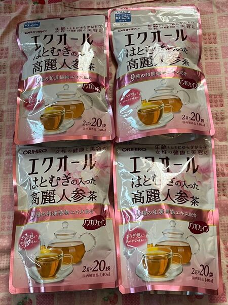 オリヒロ エクオール はとむぎの入った高麗人参茶 4袋