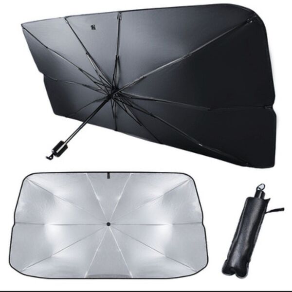 車用サンシェード 傘型 折りたたみ式 10本骨 強化ガラス繊維 UVカット大サイズ 140×79