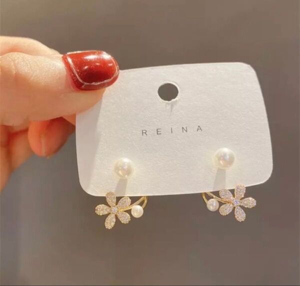 ピアス パール フラワーデコレーション