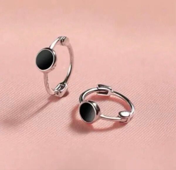 ピアス オニキス フープピアス