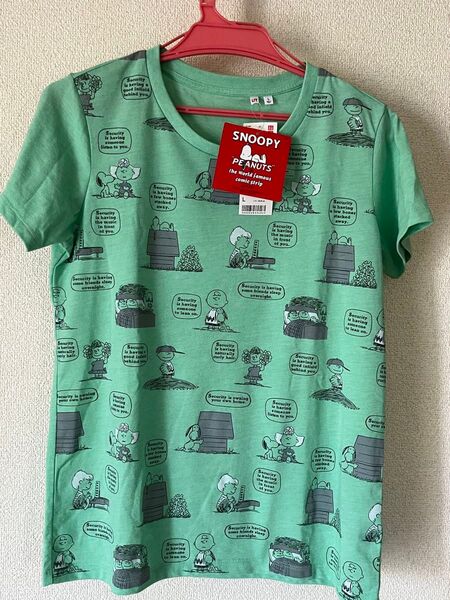 【新品 未使用 タグ付 】ユニクロUT スヌーピー Tシャツ モスグリーン L SNOOPY 半袖 UNIQLO 廃盤 完売品