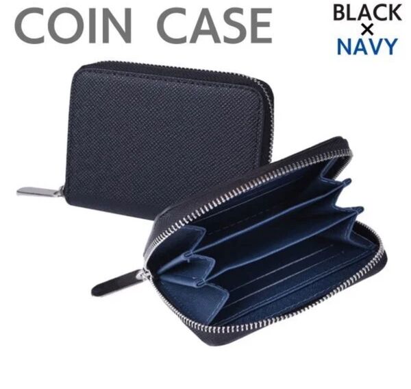 小銭入れ メンズ 財布 コインケース カード入る レディース 仕切り ミニ財布 小さい おしゃれ 薄い レザー ブラックネイビー