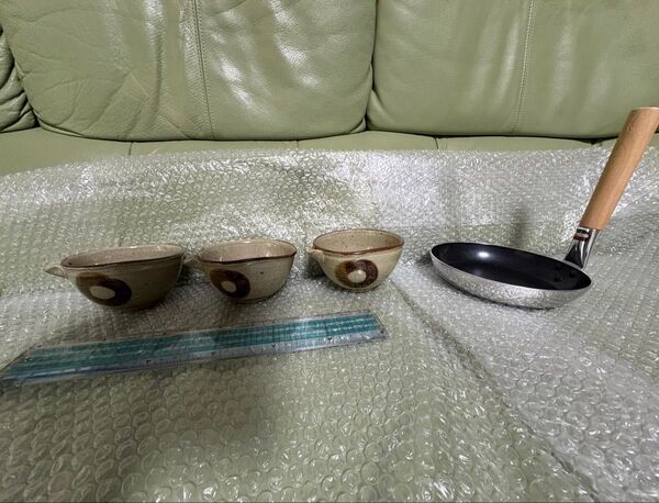 信楽焼 丸伊製陶 へちもん片口 酒器 3個直径12cm位 300m 親子丼鍋17センチ